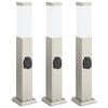 vidaXL Bornes lumineuses avec sortie lot de 3 50 cm acier inoxydable IP44