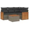 vidaXL Salon de jardin 5 pcs avec coussins gris r&eacute;sine tress&eacute;e