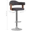 vidaXL Tabourets de bar lot de 2 gris fonc&eacute; bois courb&eacute; et tissu