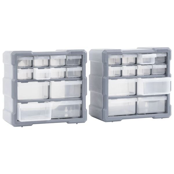 vidaXL Organisateurs multi-tiroirs avec 12 tiroirs 2 pcs 26,5x16x26 cm