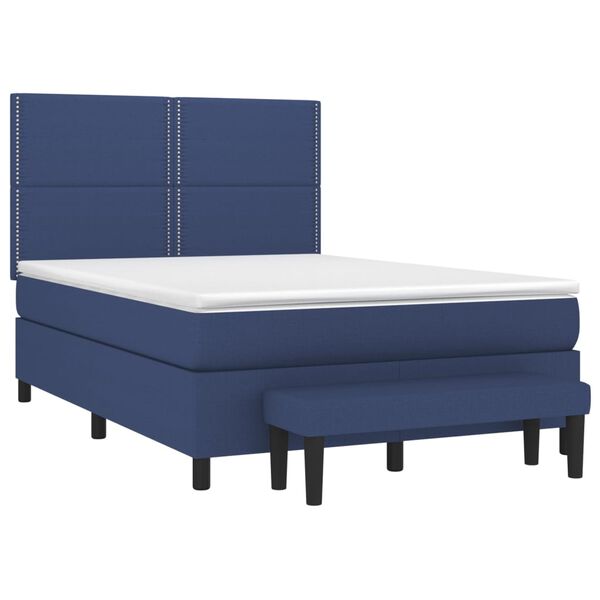 vidaXL Sommier &agrave; lattes de lit avec matelas Bleu 140x190 cm Tissu