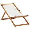 vidaXL Chaise pliable de plage bois d'eucalyptus et tissu blanc cr&egrave;me