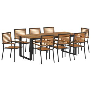 vidaXL Ensemble de salle &agrave; manger pour jardin 9 pc Noir