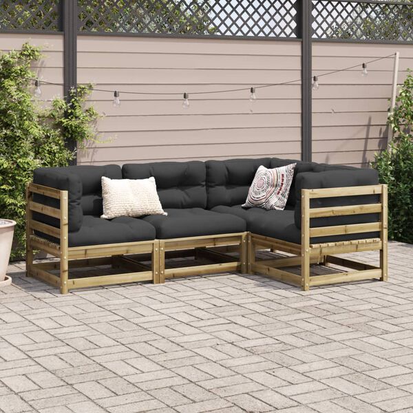 vidaXL Salon de jardin 4 pcs bois de pin impr&eacute;gn&eacute;