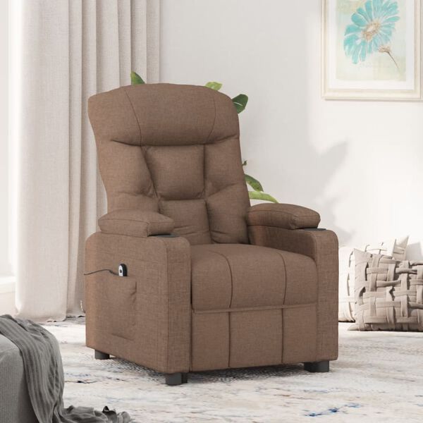 vidaXL Fauteuil inclinable &eacute;lectrique Marron Tissu