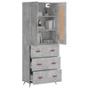 vidaXL Buffet haut Gris b&eacute;ton 69,5x34x180 cm Bois d'ing&eacute;nierie