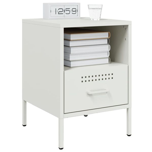 vidaXL Tables de chevet 2 pcs blanc 36x39x50,5 cm acier