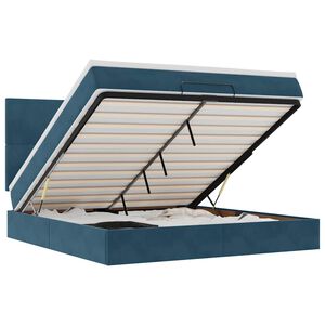 VidaXL Cadre de lit ottoman avec matelas bleu fonc&eacute; 180x200 cm velours