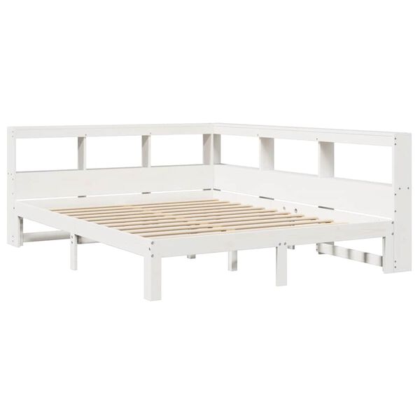 vidaXL Lit biblioth&egrave;que sans matelas blanc 150x200 cm bois pin massif