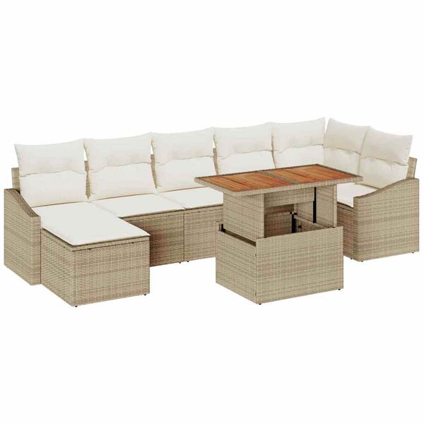 vidaXL Ensemble de salle &agrave; manger pour jardin 8 pcs Beige et cr&egrave;me