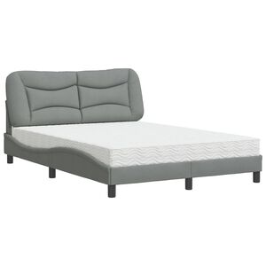 vidaXL Lit avec matelas Hvar gris clair 140x190 cm tissu
