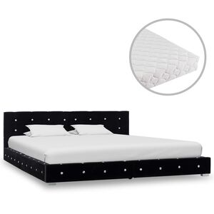 vidaXL Lit avec matelas Noir Velours 180x200 cm