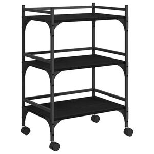 vidaXL Chariot de cuisine Ch&ecirc;ne noir 50 x 35 x 75,5 cm