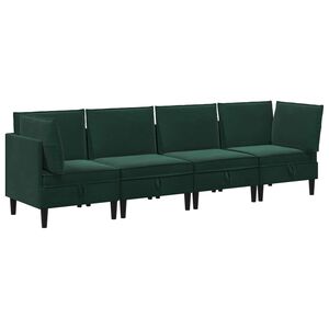 vidaXL Ensemble de meubles pour le salon 4 pc Vert fonc&eacute; Velours