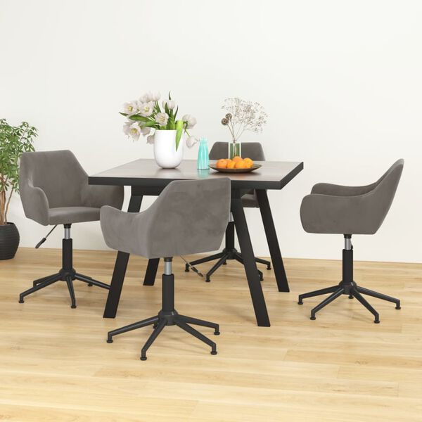 vidaXL Chaises pivotantes &agrave; manger lot de 4 gris clair velours