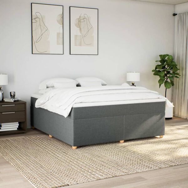 vidaXL Sommier à lattes de lit avec matelas Gris foncé 180x200cm Tissu
