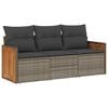 vidaXL Salon de jardin avec coussins 3 pcs gris r&eacute;sine tress&eacute;e