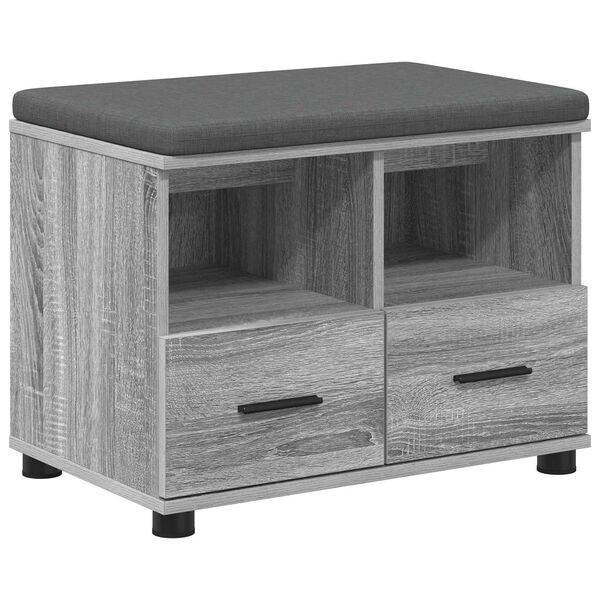 vidaXL Banc d'entr&eacute;e avec coussin Gris Sonoma 60 x 38 x 46 cm