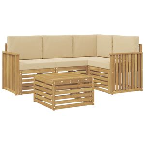 vidaXL Ensemble de canap&eacute;s d'ext&eacute;rieur 5 pc Blanc et Beige Polyester