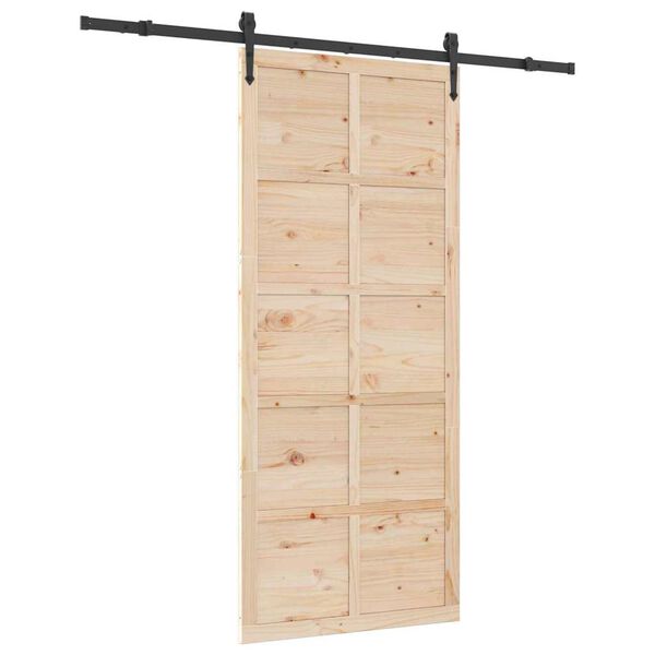 vidaXL Porte coulissante Marron 100 x 208 cm Bois de pin massif