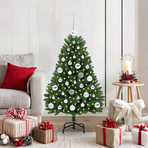 vidaXL Sapin de No&euml;l artificiel avec 150 LED Vert 120 cm PVC et m&eacute;tal