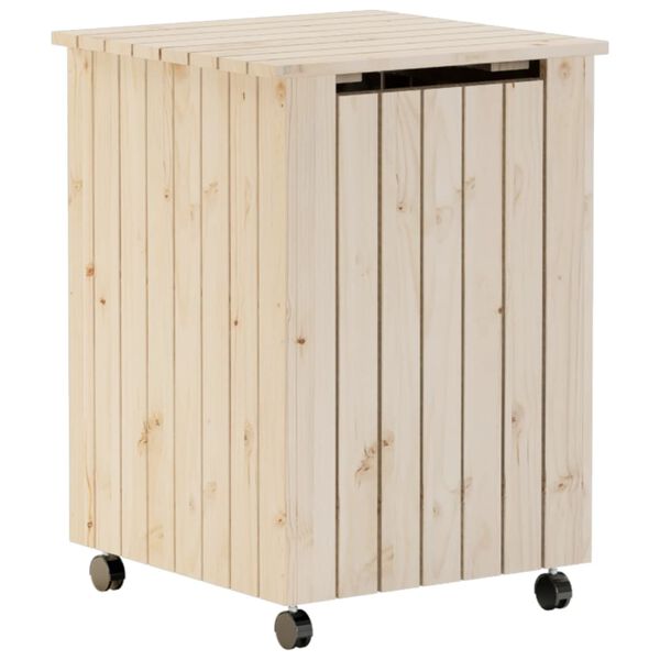 vidaXL Panier &agrave; linge et roulettes RANA 45x45x64 cm bois massif de pin