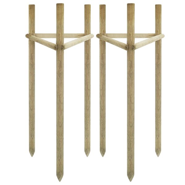 vidaXL Piquets d'arbre 2 pcs Bois de pin impr&eacute;gn&eacute; 50x45x170 cm