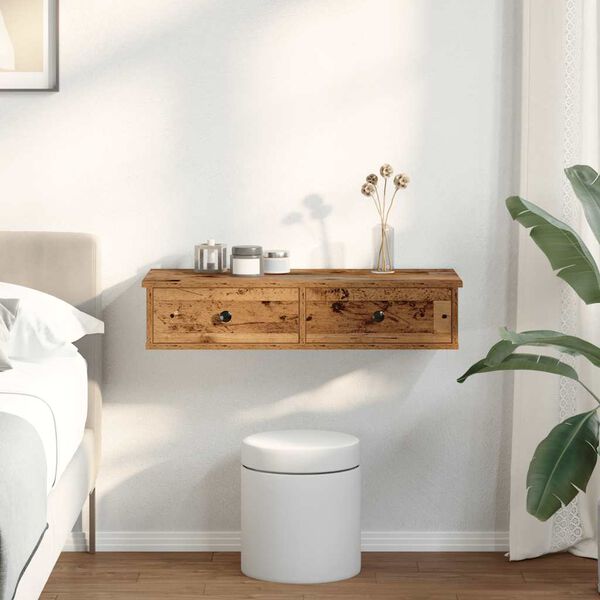 vidaXL Étagère murale avec tiroirs vieux bois bois d'ingénierie