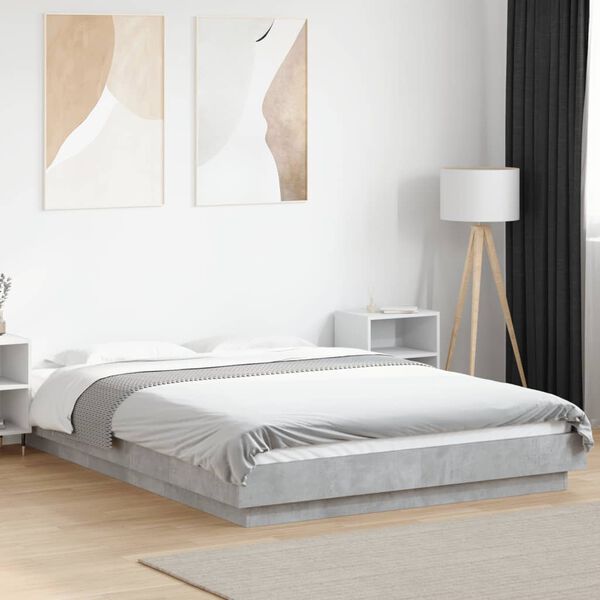 vidaXL Cadre de lit sans matelas gris b&eacute;ton 120x190 cm