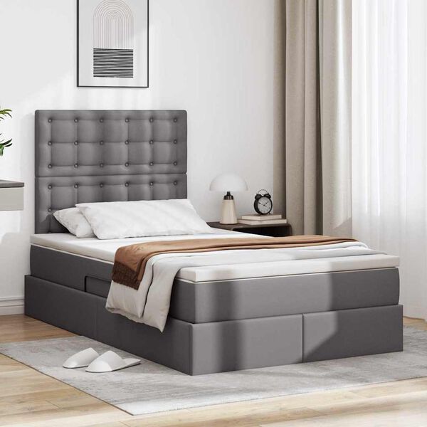 vidaXL Lit de Rangement Gris 120 x 190 cm Cuir synth&eacute;tique