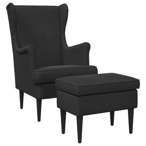 vidaXL Fauteuil avec pouf 2 pc Noir Velours