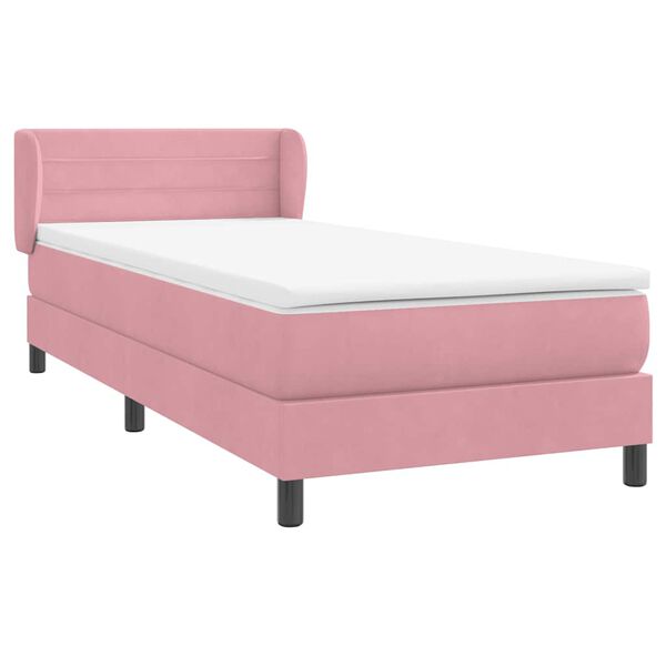 vidaXL Sommier &agrave; lattes de lit avec matelas rose 80x210 cm velours