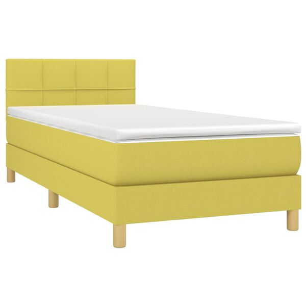 vidaXL Sommier &agrave; lattes de lit avec matelas LED Vert 100x200 cm Tissu