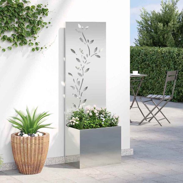 vidaXL &Eacute;cran de confidentialit&eacute; de jardin Floral Argent&eacute; 50 x 140 cm