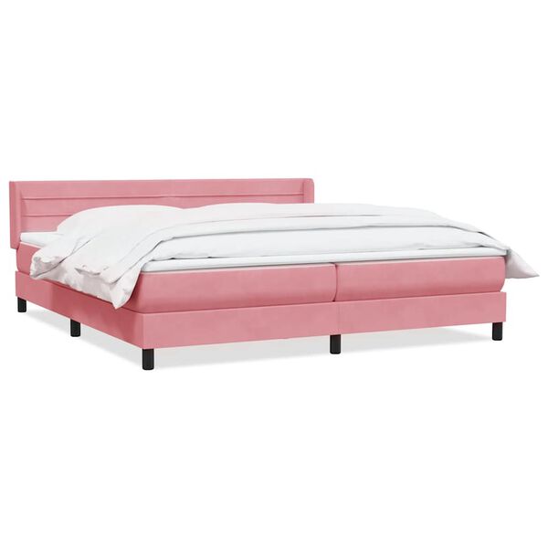 vidaXL Sommier à lattes de lit avec matelas rose 200x220 cm velours