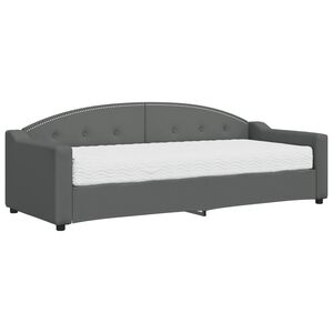 vidaXL Lit de jour avec matelas gris fonc&eacute; 80x200 cm tissu