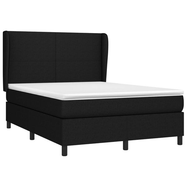 vidaXL Sommier &agrave; lattes de lit avec matelas Noir 140x190 cm Tissu