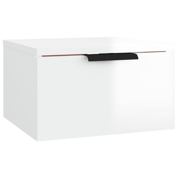 vidaXL Table de chevet murale blanc brillant 34x30x20 cm