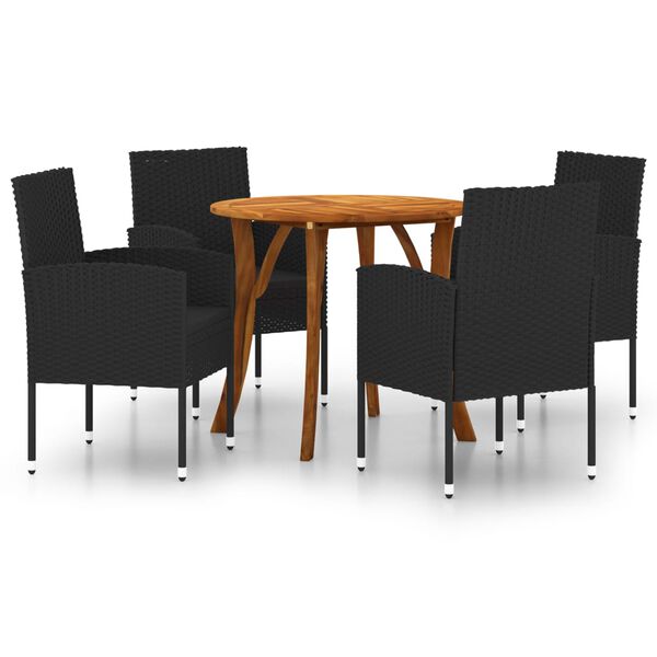 vidaXL Ensemble &agrave; manger de jardin 5 pcs Noir