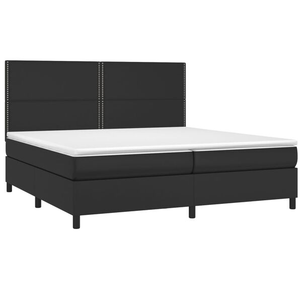 vidaXL Sommier &agrave; lattes de lit avec matelas Noir 200x200 cm Similicuir