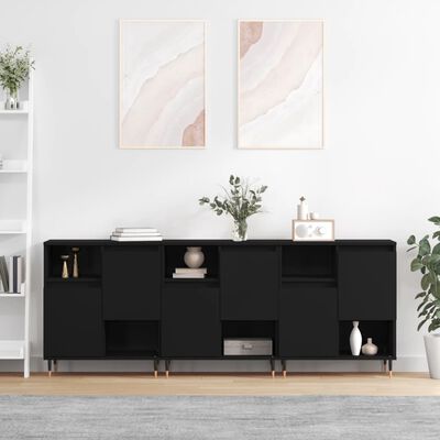 vidaXL Buffets 3 pcs noir bois d'ingénierie