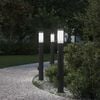vidaXL Bornes lumineuses avec d&eacute;tecteur et prise lot de 3 80 cm acier inoxydable IP44
