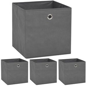 vidaXL Bo&icirc;te de rangement 4 pcs Tissu non-tiss&eacute; 32x32x32 cm Gris