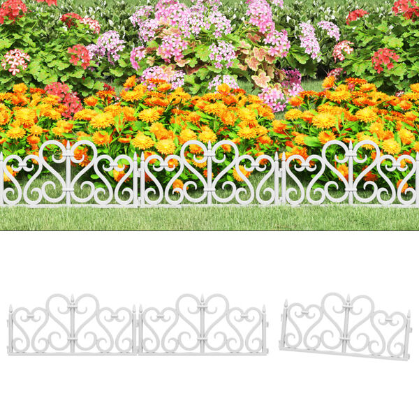 vidaXL Bordures de pelouse 17 pcs Blanc 10 m PP