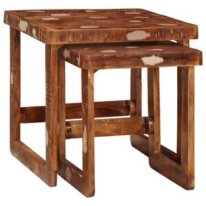 vidaXL Tables gigognes 2 pcs 46 x 46 x 45 cm Bois Recycl&eacute; Solide