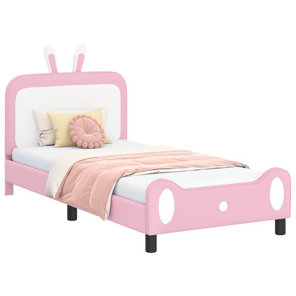 vidaXL Cadre de lit pour enfants avec t&ecirc;te de lit Rose 80 x 200 cm PU