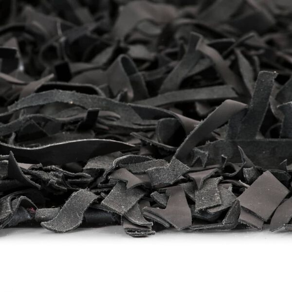 vidaXL Tapis shaggy Cuir v&eacute;ritable 190 x 280 cm Gris