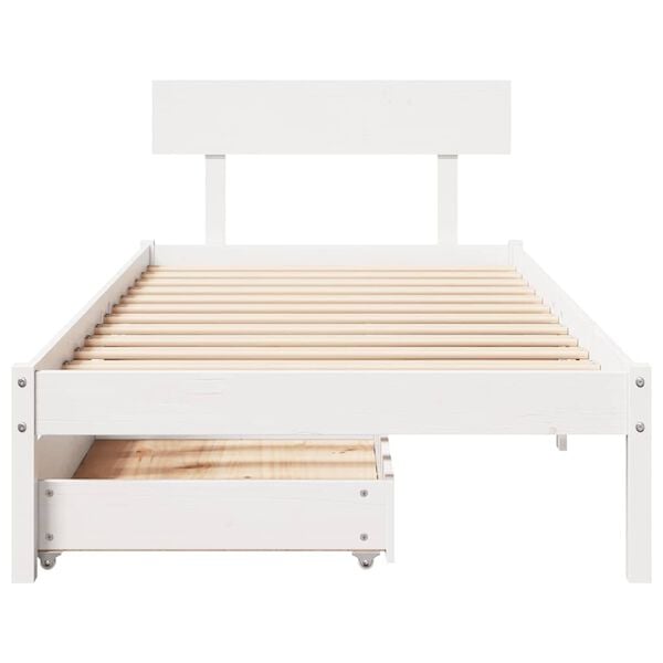 vidaXL Cadre de lit sans matelas blanc 90x190 cm bois de pin massif