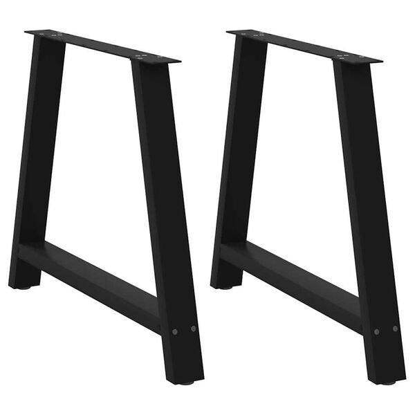 vidaXL Pieds de table &agrave; manger en forme de A, 2 pi&egrave;ces, noir, 100 x (72-73) cm, acier