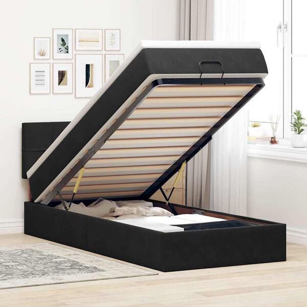 vidaXL Cadre de lit ottoman avec matelas noir 80x200 cm velours